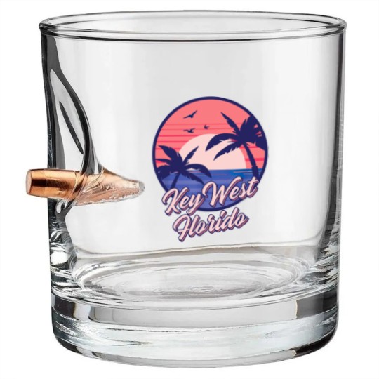 Discover Key West Florida Sunset Beach Summer Seawaves Bullet Whiskey Glasses