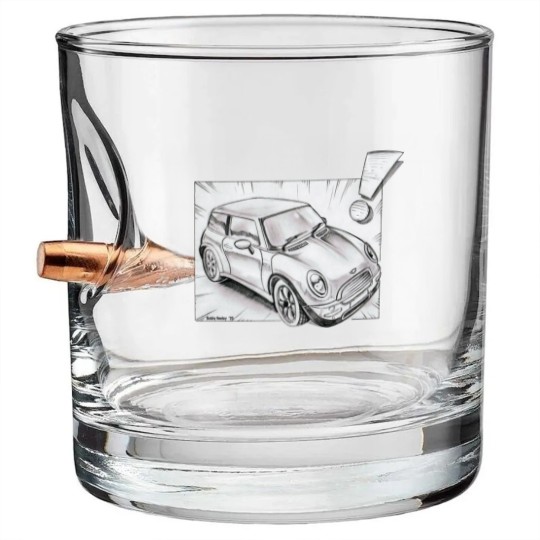 Discover Mini Cooper pencil sketch - Mini Cooper - Bullet Whiskey Glasses