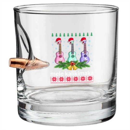 Discover Mele Kalikimaka Bullet Whiskey Glasses Ukulele Guitar Hawaii Christmas Bullet Whiskey Glasses