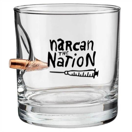 Discover Narcan the Nation (Black Letter) - Harm Reduction - Bullet Whiskey Glasses