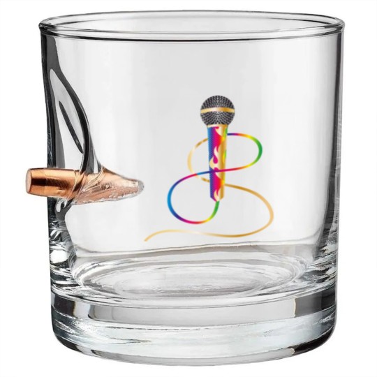 Discover stylish microphone with rainbow handle Bullet Whiskey Glasses