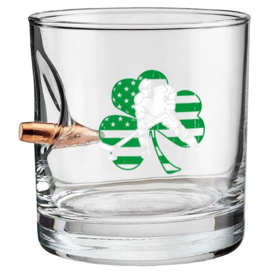 Discover Irish Hockey Player Shamrock St Patrick's Day Bullet Whiskey Glasses
