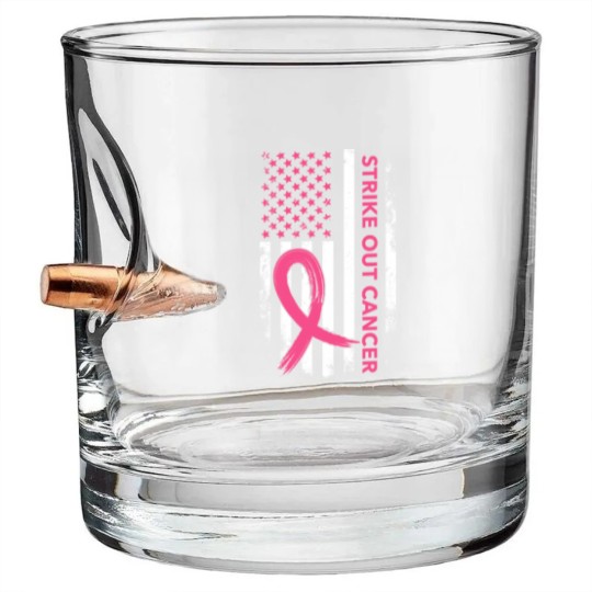 Discover Strike Out Cancer US Flag Bullet Whiskey Glasses