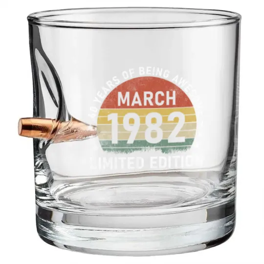Discover Vintage March 1982 Retro 40 Bullet Whiskey Glasses
