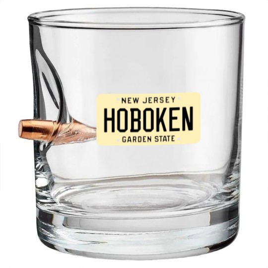 Discover Hoboken New Jersey License Plate Bullet Whiskey Glasses