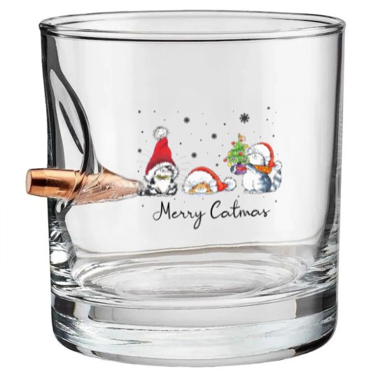Discover Cats With Santa Hat Merry Catmas Cat Lover Christmas Gift Bullet Whiskey Glasses