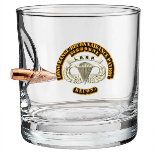 Discover Airborne Badge - LRRP - Veteran - Bullet Whiskey Glasses
