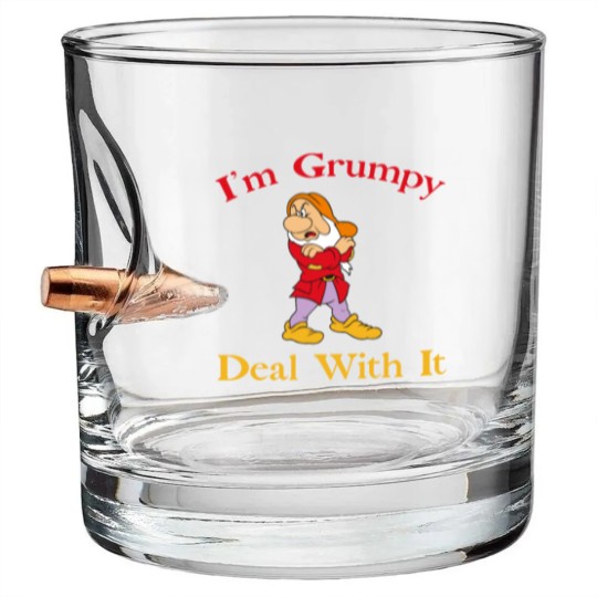 Discover I'm grumpy deal with it Bullet Whiskey Glasses
