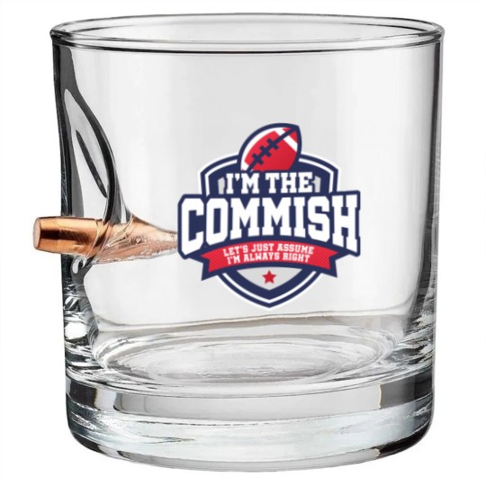 Discover 2020 Fantasy Football Commissioner Commish Always Right Bullet Whiskey Glasses