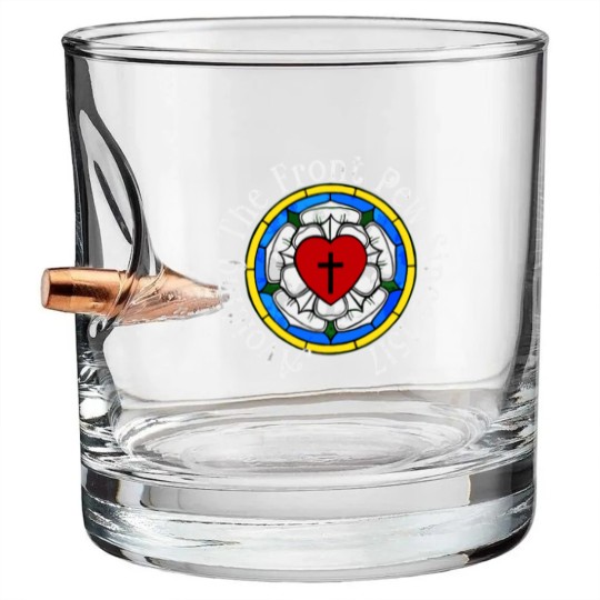Discover Funny Martin Luther Rose 1517 For Lutheran Confirm Bullet Whiskey Glasses