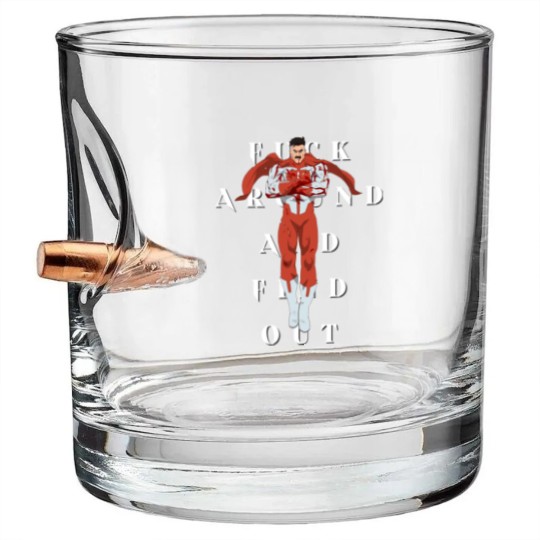 Discover F Around and Find Out - Omni Man - Bullet Whiskey Glasses