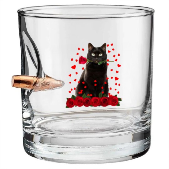 Discover Black Cat Valentines Day Teenager Bullet Whiskey Glasses