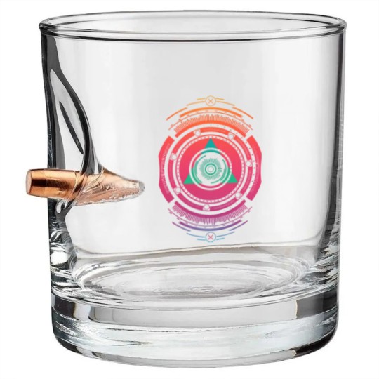 Discover Techno summer sunrise vibes Bullet Whiskey Glasses