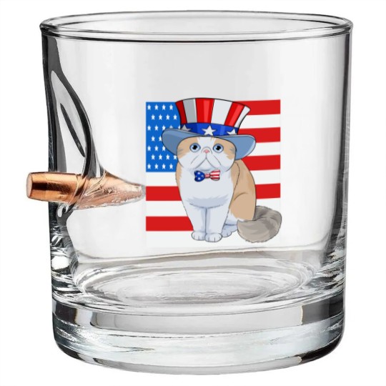 Discover Exotic Shorthair Cat 4th of July - Exotic Cat - Bullet Whiskey Glasses