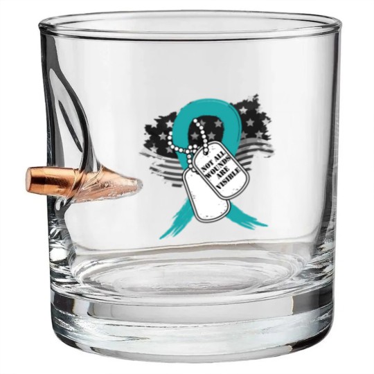 Discover Not all wounds are visible PTSD Awareness 22 Vete Bullet Whiskey Glasses