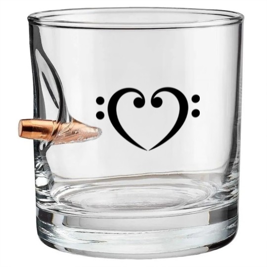 Discover Bass Clef Heart - Glow in the Dark! Bullet Whiskey Glasses