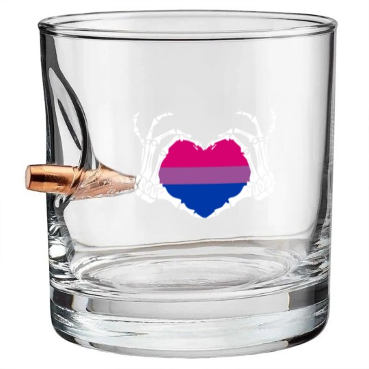 Discover Skeleton Hand Heart Bisexual Funny Halloween Bullet Whiskey Glasses
