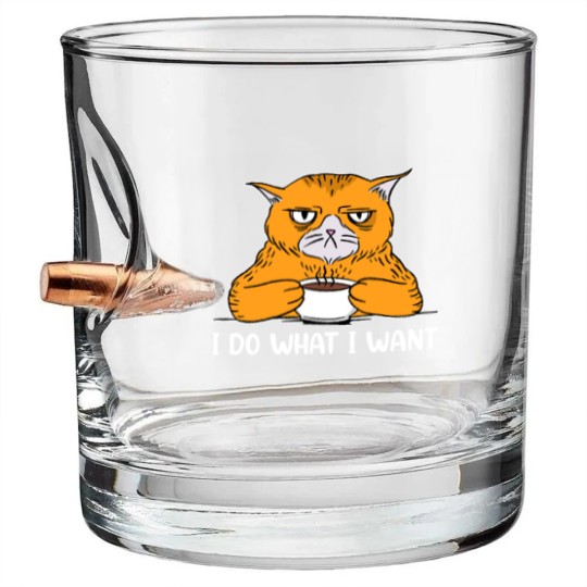 Discover I do What I Want Funny Sarcastic Cat Bullet Whiskey Glasses