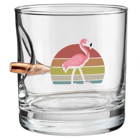 Discover Flamingo Bullet Whiskey Glasses Sunset Retro Vintage 70s Animal Nature Lovers - Flamingo - Bullet Whiskey Glasses