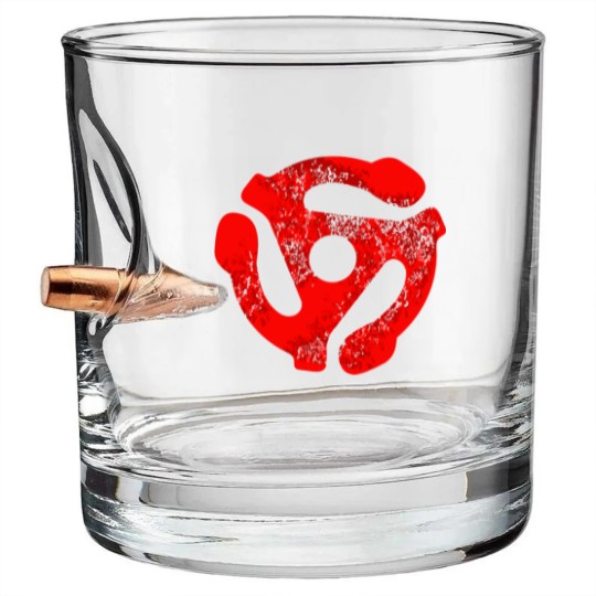 Discover Music Turntable Record Dj Red 45 Rpm Adapter Bullet Whiskey Glasses