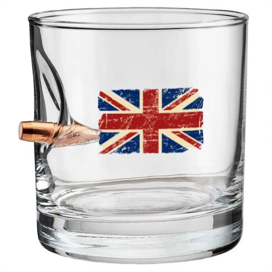 Discover Union Jack Flag - Vintage Look Bullet Whiskey Glasses