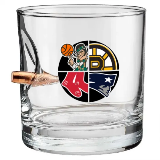 Discover Boston Sports Quad Cap Bullet Whiskey Glasses