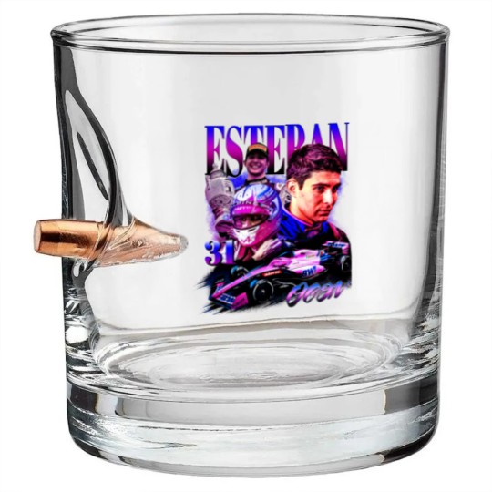 Discover Esteban Ocon Bullet Whiskey Glasses Driver Racing Championship Formula Racing Bullet Whiskey Glasses French Vintage Design 90s Graphic Bullet Whiskey Glasses