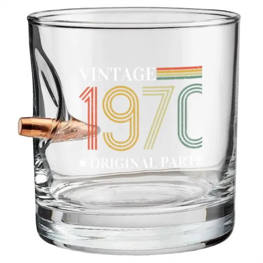 Discover Vintage 1970 70s Classic Born 1970 Original Parts Bullet Whiskey Glasses