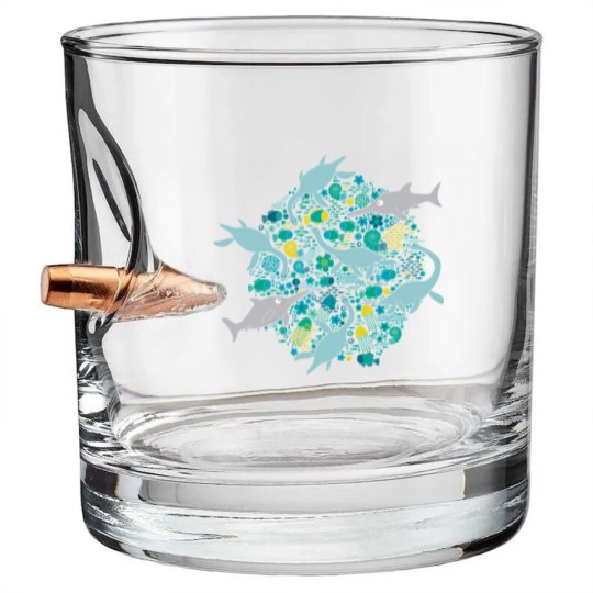 Discover Swimming with Plesiosaurs - cute prehistoric animal design - Swimming - Bullet Whiskey Glasses