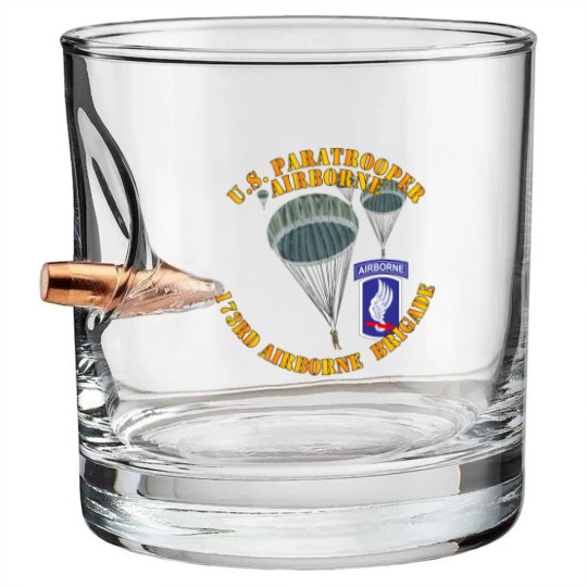 Discover Army - US Paratrooper - 173rd Airborne Bde wo Shadow - Military - Bullet Whiskey Glasses