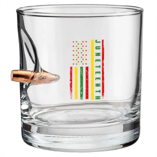 Discover Juneteenth American Flag Emancipation Melanin Black Pride Bullet Whiskey Glasses