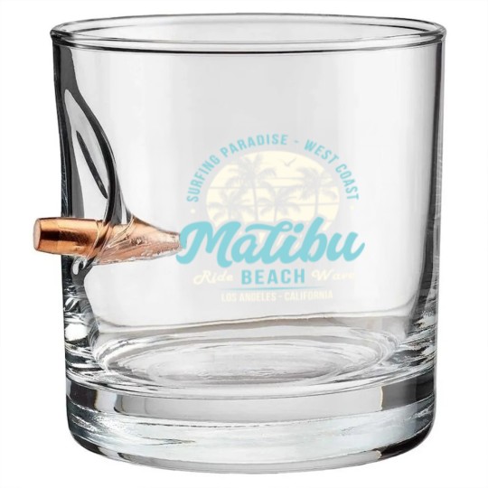 Discover Surfing Paradise Malibu Beach Ride Wave Bullet Whiskey Glasses