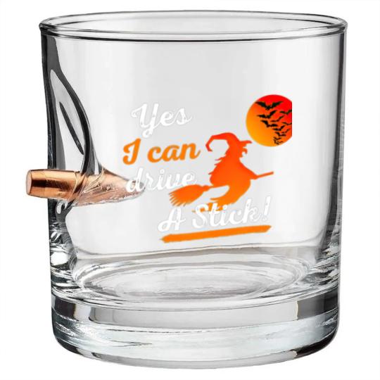 Discover Halloween Witch Broom Yes I Can Drive A Stick Bullet Whiskey Glasses