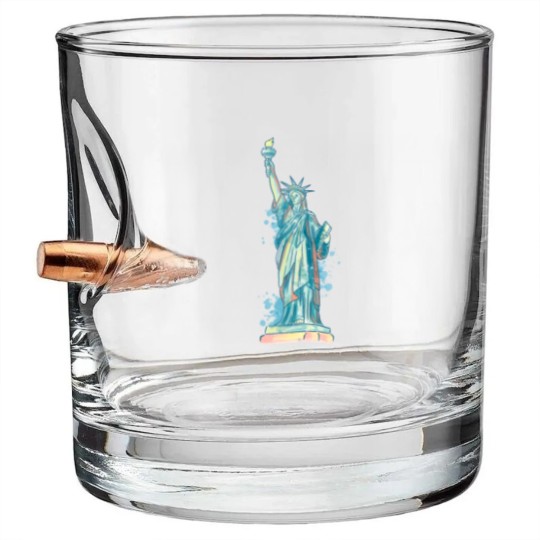 Discover Statue of Liberty in watercolor Bullet Whiskey Glasses