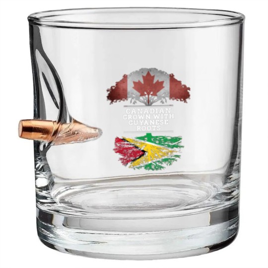 Discover Canadian Grown With Guyanese Roots - Gift for Guyanese With Roots From Guyana - Guyanese - Bullet Whiskey Glasses