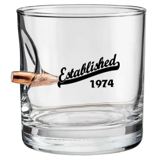 Discover Established 1974 Bullet Whiskey Glasses