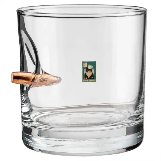 Discover Be The Change Tuxedo Cat kitten quotes gift Bullet Whiskey Glasses