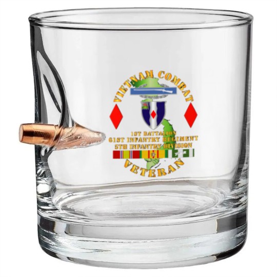 Discover Vietnam Combat Vet - 1st Bn 61st Infantry - 5th Inf Div SSI - Vietnam Combat Vet 1st Bn 61st Infan - Bullet Whiskey Glasses