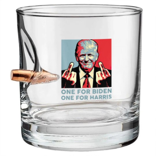 Discover Middle Finger Biden Republican American Flag Bullet Whiskey Glasses