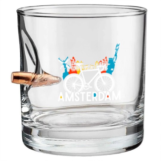 Discover Amsterdam bike in Holland Bullet Whiskey Glasses