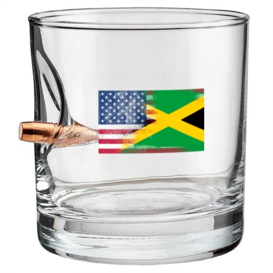 Discover Jamaican American Half Jamaica Half America Flag Bullet Whiskey Glasses