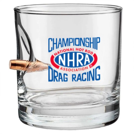 Discover Championship Drag Racing Nhra Logo Bullet Whiskey Glasses