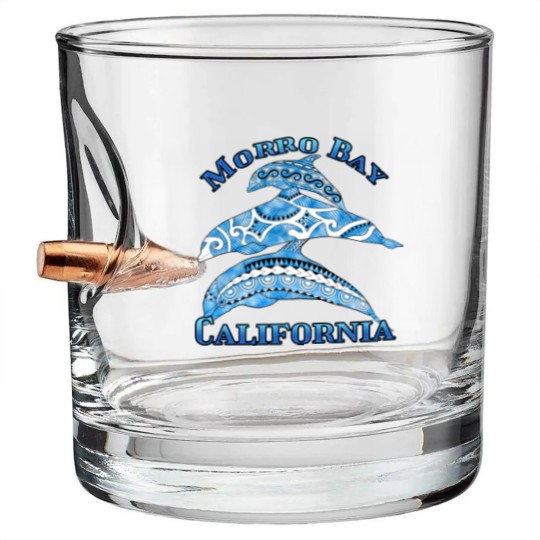 Discover Morro Bay California Vacation Tribal Dolphins Bullet Whiskey Glasses