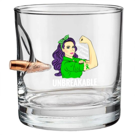 Discover Lymphoma Cancer Awareness Warrior Unbreakable Support - Lymphoma Cancer - Bullet Whiskey Glasses