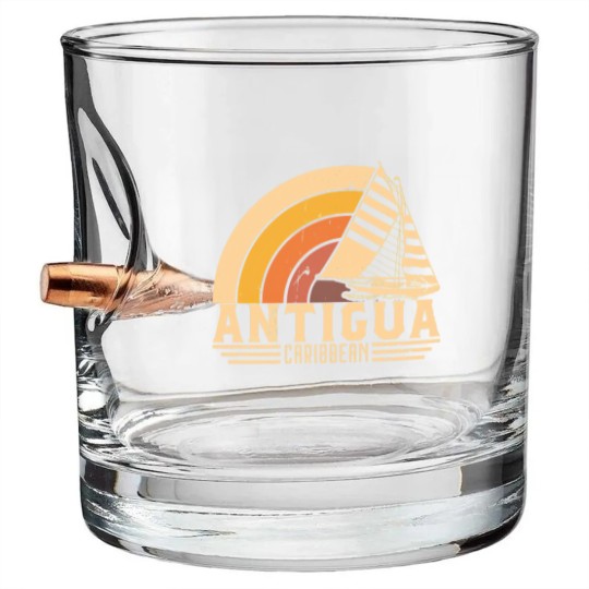Discover Antigua Retro Sailing Vacation Design - Antigua - Bullet Whiskey Glasses