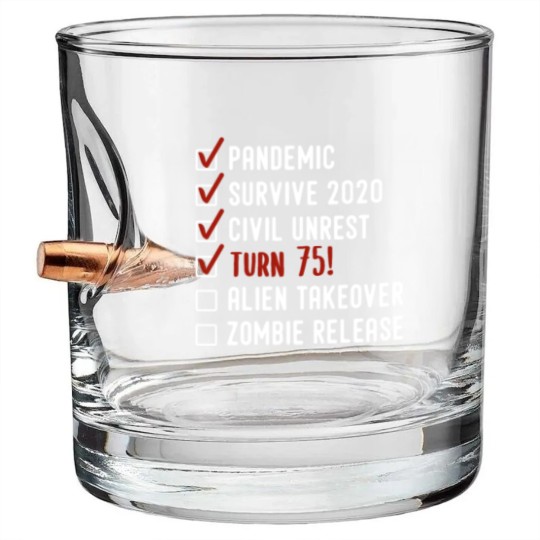 Discover Funny 75th Birthday Gift For 75 Years Old Bullet Whiskey Glasses