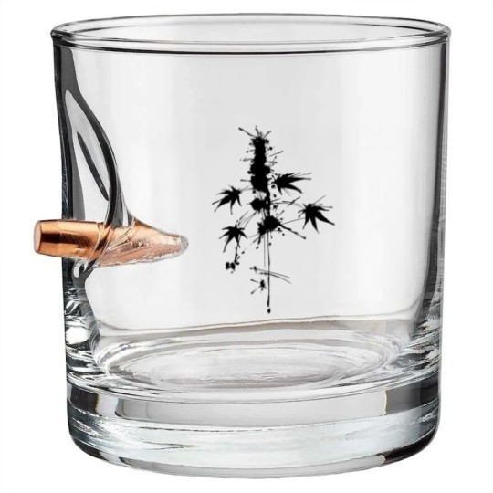 Discover Watercolor/Splatter cannabis plant Bullet Whiskey Glasses