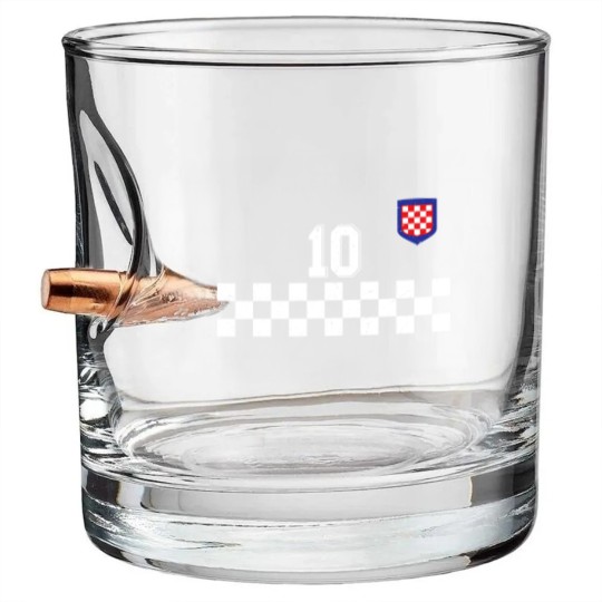 Discover Croatia Football Jersey Retro Red Hrvatska Soccer Bullet Whiskey Glasses