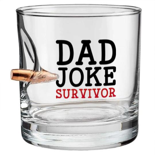 Discover Dad Joke Survivor Bullet Whiskey Glasses