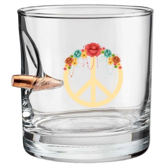 Discover Floral Peace Symbol Hippie Lover Peace Sign Bullet Whiskey Glasses